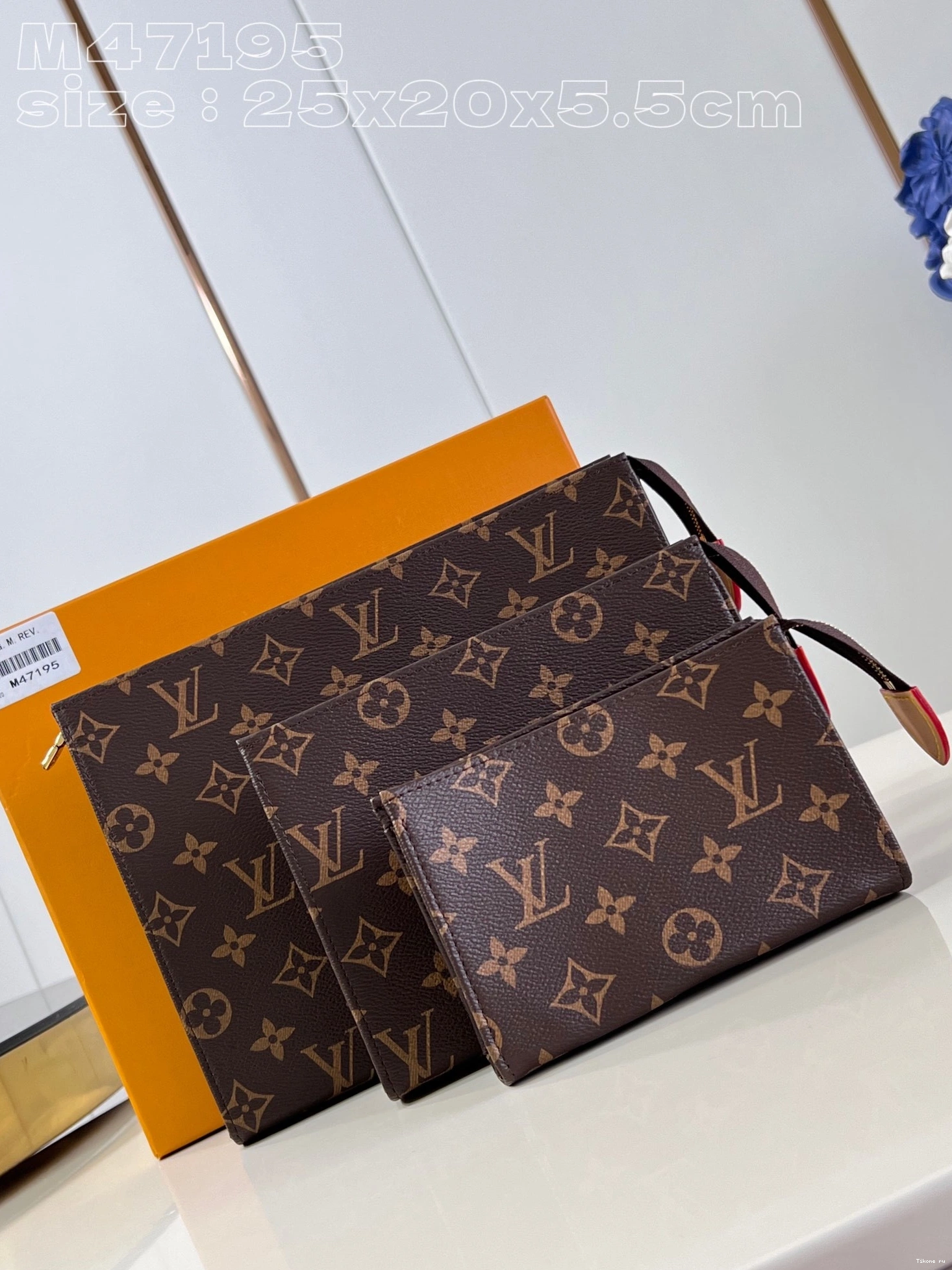 Affordable Toilet VUITTON LOUIS Trio Pouch-25*20*5.5cm 0814